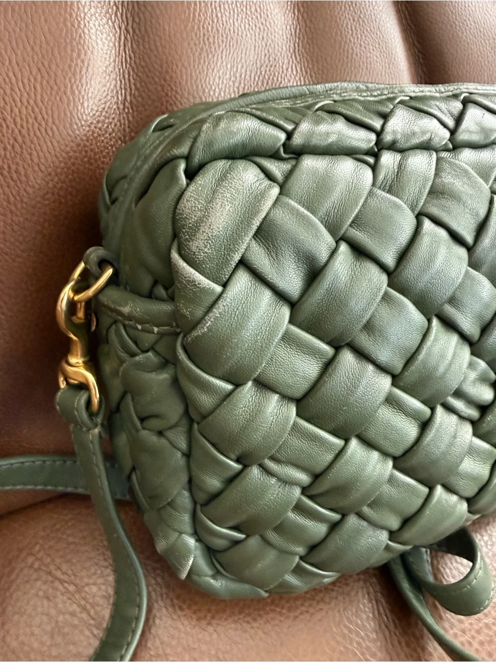 Clare V Army Midic Sac -Puffy Woven Leather
